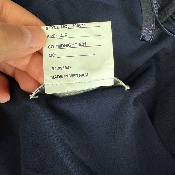 DESSY COLLECTION Cap Sleeve Blouson Faux Wrap Dress in Midnight Navy Blue 3050 4 - Picture 6 of 6